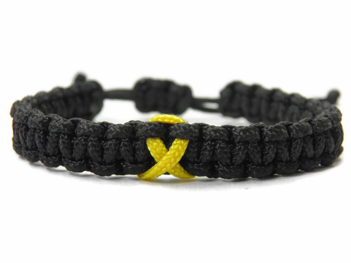 Paracord Armband Verstellbar-Gelbe Schleife-Yellow Ribbon-Solidarität Soldaten-Awareness Armband-Bewusstsein-Black