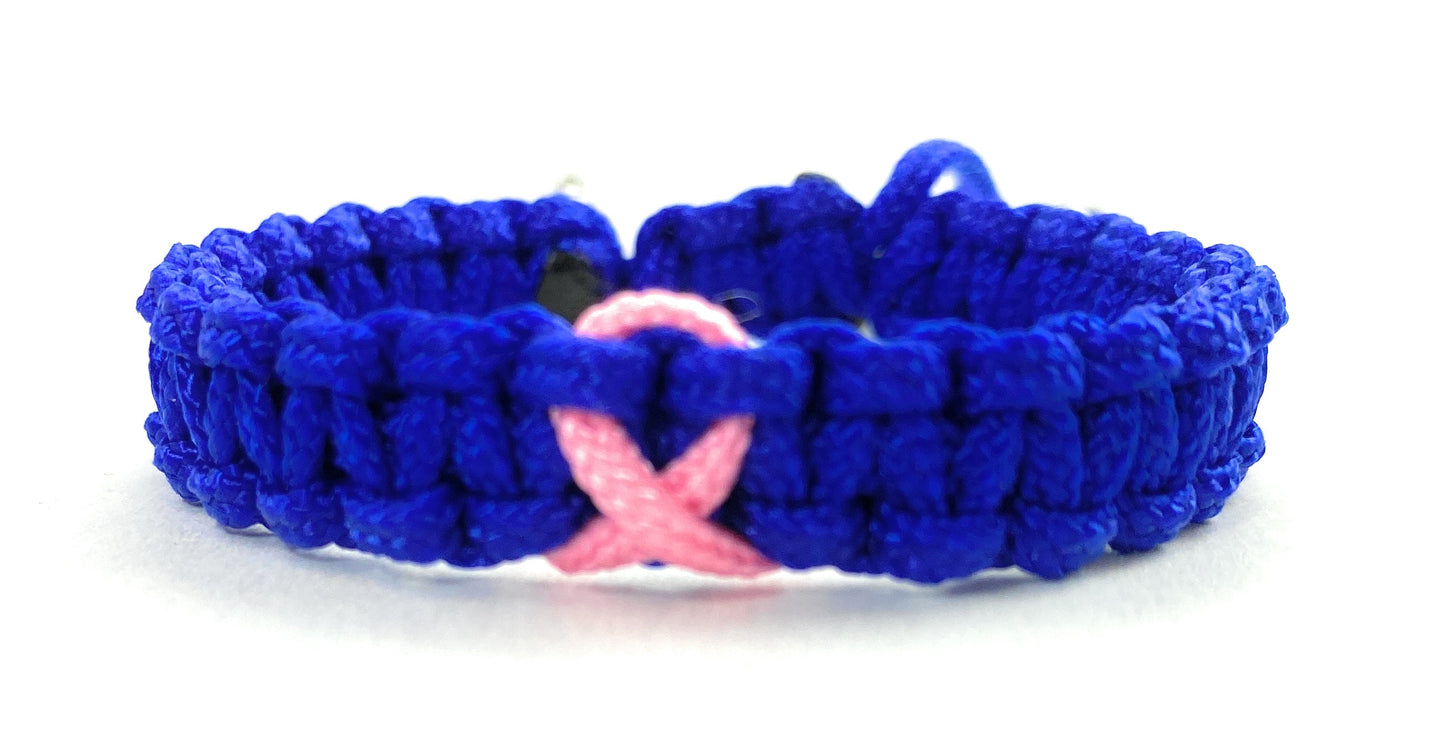 Paracord Armband Verstellbar-Brustkrebs Bewusstsein-Rosa Schleife-Ribbon-Breast Cancer Awareness Armband-verschiedene Farben
