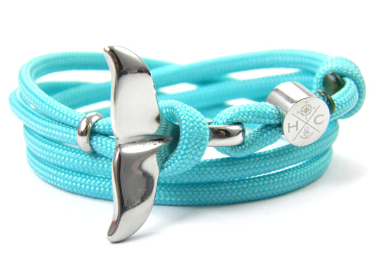 Schickes-Surfer Edelstahl Walflossen Armband -Paracord Typ III-Verstellbar-Türkis