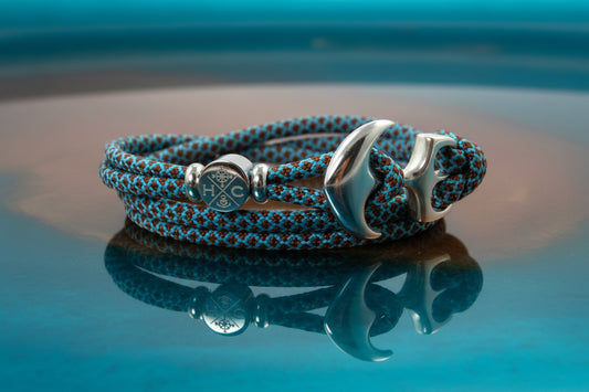 925 Silber Anker (Handmade in der Dom Goldschmiede zu Meldorf-Germany) Armband-mit Echtheitszertifikat-Geschenk-Valentinstag-Neon Turquise & Chocolate Diamonds