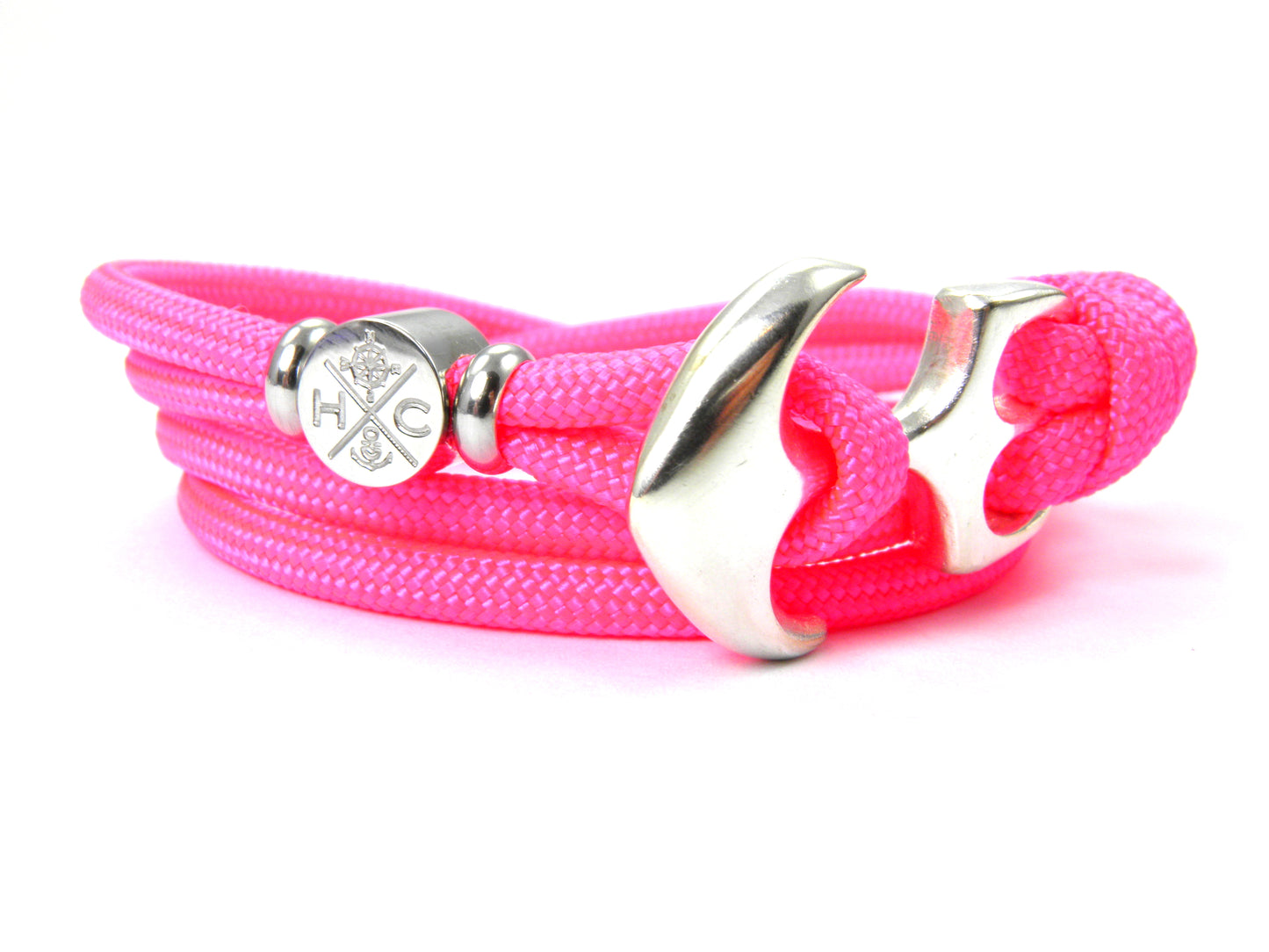 925 Silber Anker (Handmade in der Dom Goldschmiede zu Meldorf-Germany) Armband-mit Echtheitszertifikat-Geschenk-Valentinstag-Neon Pink
