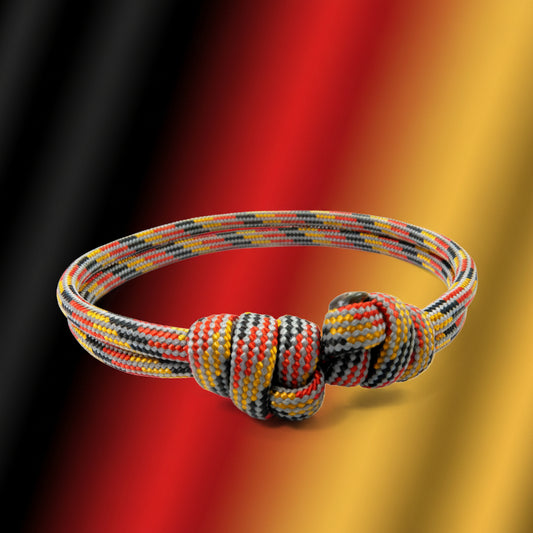 Paracord Surfer Armband Deutschlandfarben – Farbe Mannschaft | Verstellbares maritimes Herrenarmband WM26