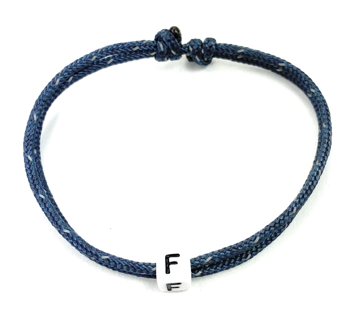 Freundschaftsarmband mit Buchstabe, Surfer Buchstaben Armband, Verstellbar, Navy Blue Reflectable