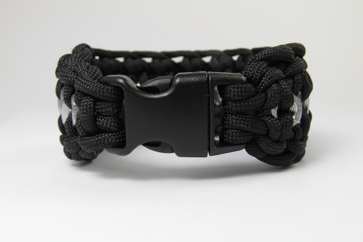 Paracord Armband-mit Edelstahl Sechskantmuttern-Männer Armband-Biker-Black