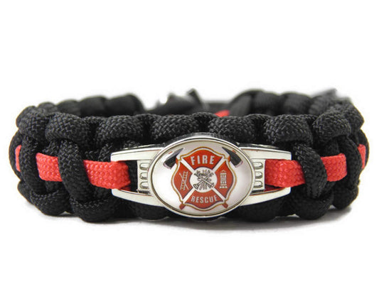 Hanse Charms-Paracord Firefighter Armband-Feuerwehr Armband-Thin Red Line-Verstellbar-auch mit Wunschlogo-Geschenk-Weihnachtsgeschenk