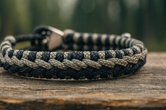 Maritimes Surfer Armband-Paracord Typ 1 + 2-Verstellbar-Unisex-Schwarz Grau