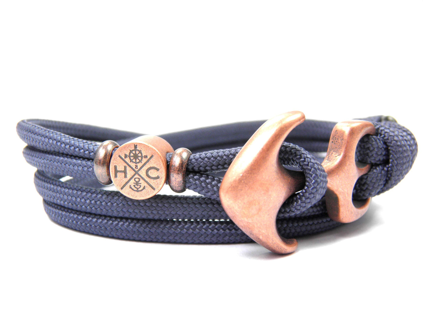 Maritimes Surfer Edelstahl Anker Armband-Handmade-US Paracord III-Verstellbar-Unisex-Wickelarmband-Frauen, u. Männer Armband-Geschenk-Navy Blau
