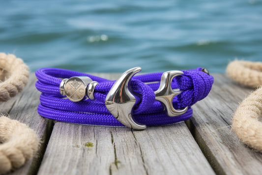 Maritimes Surfer Edelstahl Anker Armband-US Paracord III-Verstellbar-Unisex-Frauen, u. Männer Armband-Geschenk-Acid Purple