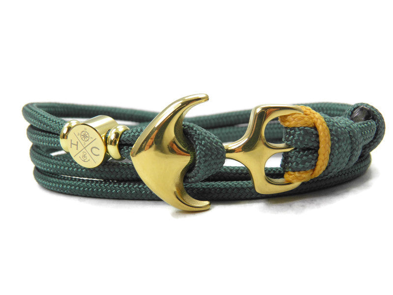 Maritimes Surfer Edelstahl Anker Armband-US Paracord III-Verstellbar-Unisex-Frauen, u. Männer-Geschenk-Alpine Green mit Akzentfarbe - Caramel