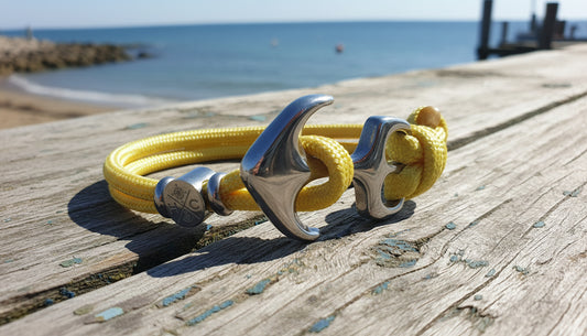 Maritimes Surfer Edelstahl Anker Armband-US Paracord III-Verstellbar-Unisex-Frauen, u. Männer Armband-Geschenk-Banana Yellow