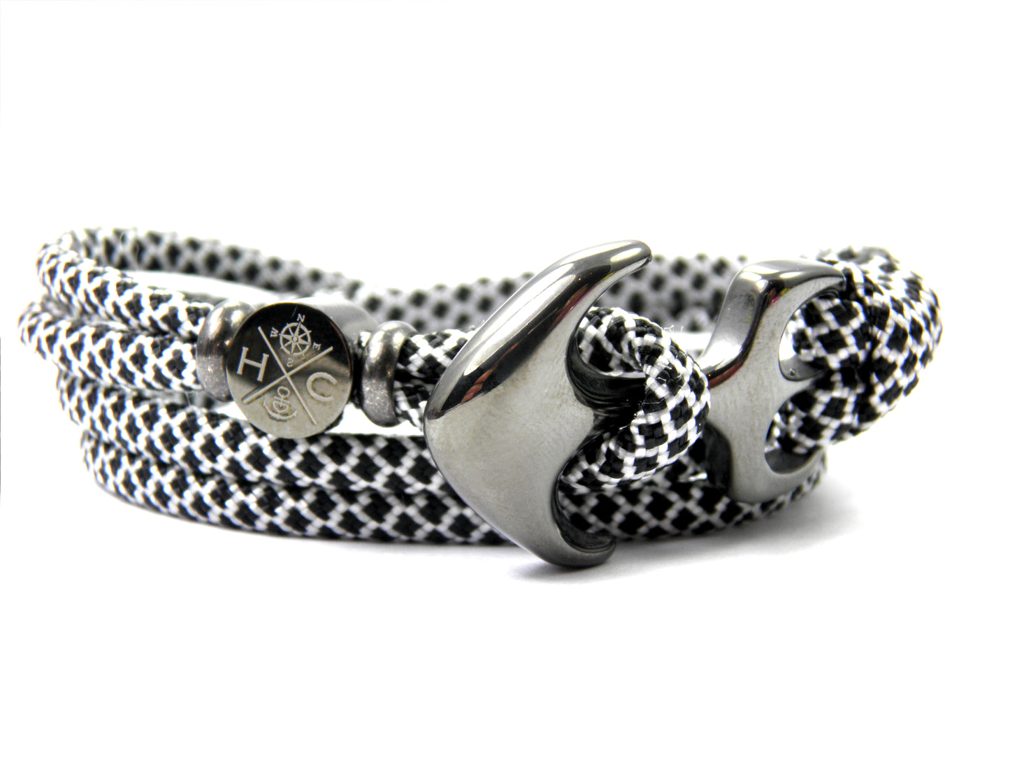 Maritimes Surfer Edelstahl Anker Armband-US Paracord III-Verstellbar-Unisex-Wickelarmband-Frauen, u. Männer Armband-Geschenk-Black Diamonds