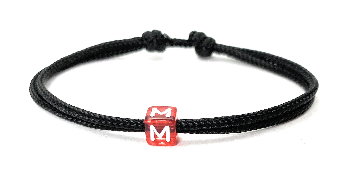 Freundschaftsarmband mit Buchstabe, Surfer Buchstaben Armband, Verstellbar, Black