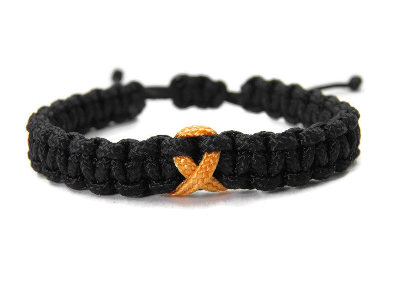 Paracord Armband Verstellbar-Leukämie Schleife-Orangene Schleife-Orange Ribbon-Awareness Armband-Bewusstsein-Black