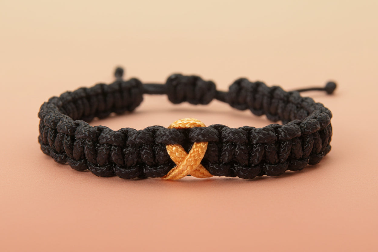 Paracord Armband Verstellbar-Leukämie Schleife-Orangene Schleife-Orange Ribbon-Awareness Armband-Bewusstsein-Black