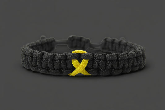 Paracord Armband Verstellbar-Gelbe Schleife-Yellow Ribbon-Solidarität Soldaten-Awareness Armband-Bewusstsein-Black
