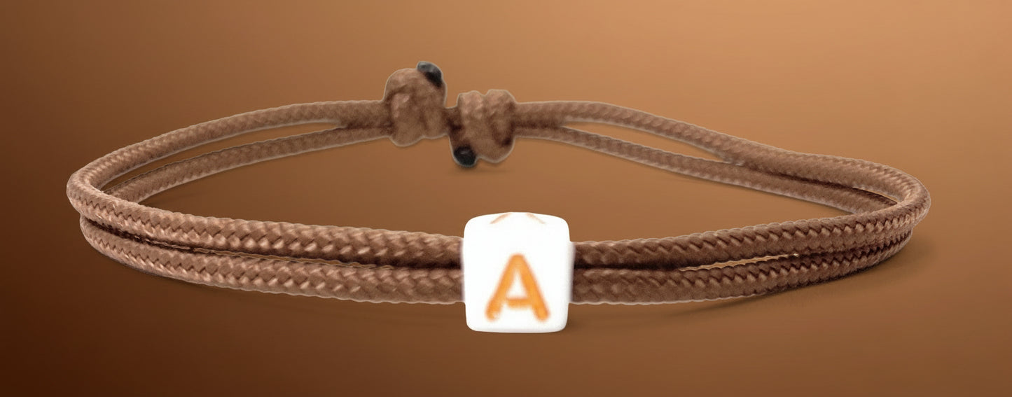 Freundschaftsarmband mit Buchstabe, Surfer Buchstaben Armband, Verstellbar, Branch Brown