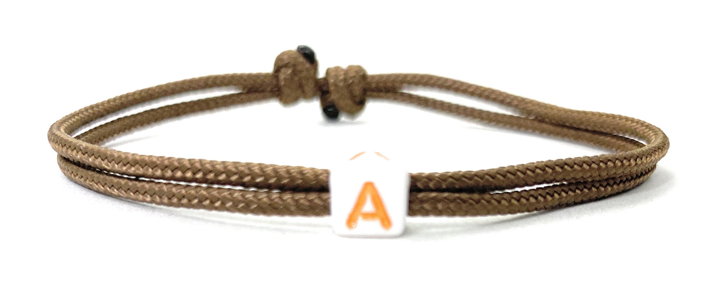 Freundschaftsarmband mit Buchstabe, Surfer Buchstaben Armband, Verstellbar, Branch Brown