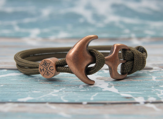 Maritimes Surfer Edelstahl Anker Armband-US Paracord III-Verstellbar-Unisex-Frauen, u. Männer Armband-Geschenk-Branch Brown