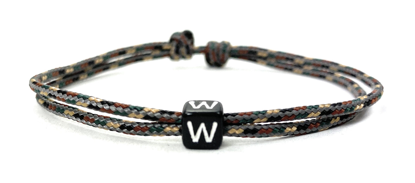 Freundschaftsarmband mit Buchstabe, Surfer Buchstaben Armband, Verstellbar, Camo Pattern