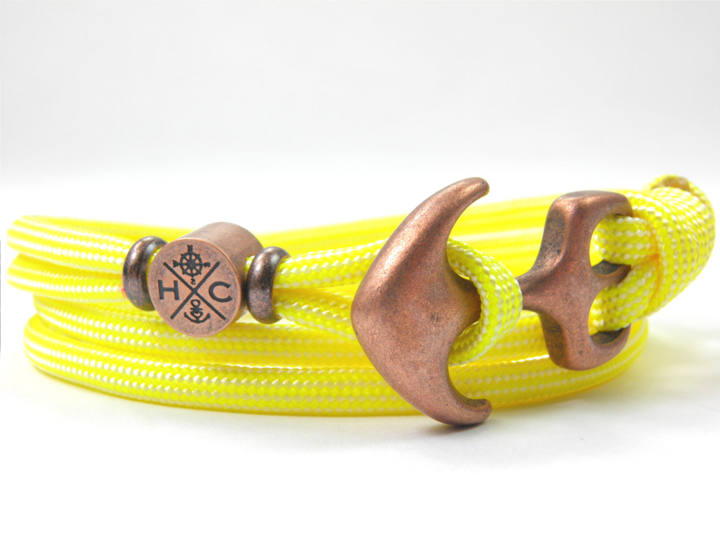 Maritimes Surfer Edelstahl Anker Armband-US Paracord III-Verstellbar-Unisex-Frauen, u. Männer Armband-Geschenk-Canary Yellow & White Stripes
