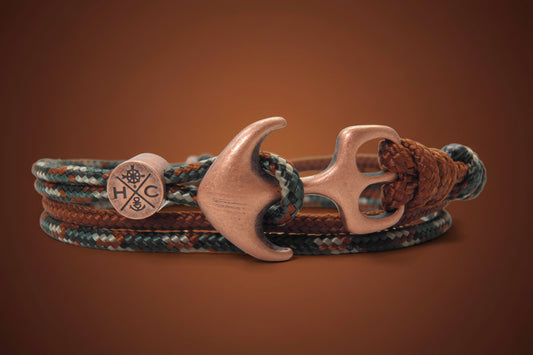 2 farbiges maritimes Surfer Edelstahl Anker Armband-US Paracord II-Verstellbar-Unisex-Frauen, u. Männer-Geschenk-Chocolate Brown & Woodland Camo (Kopie)