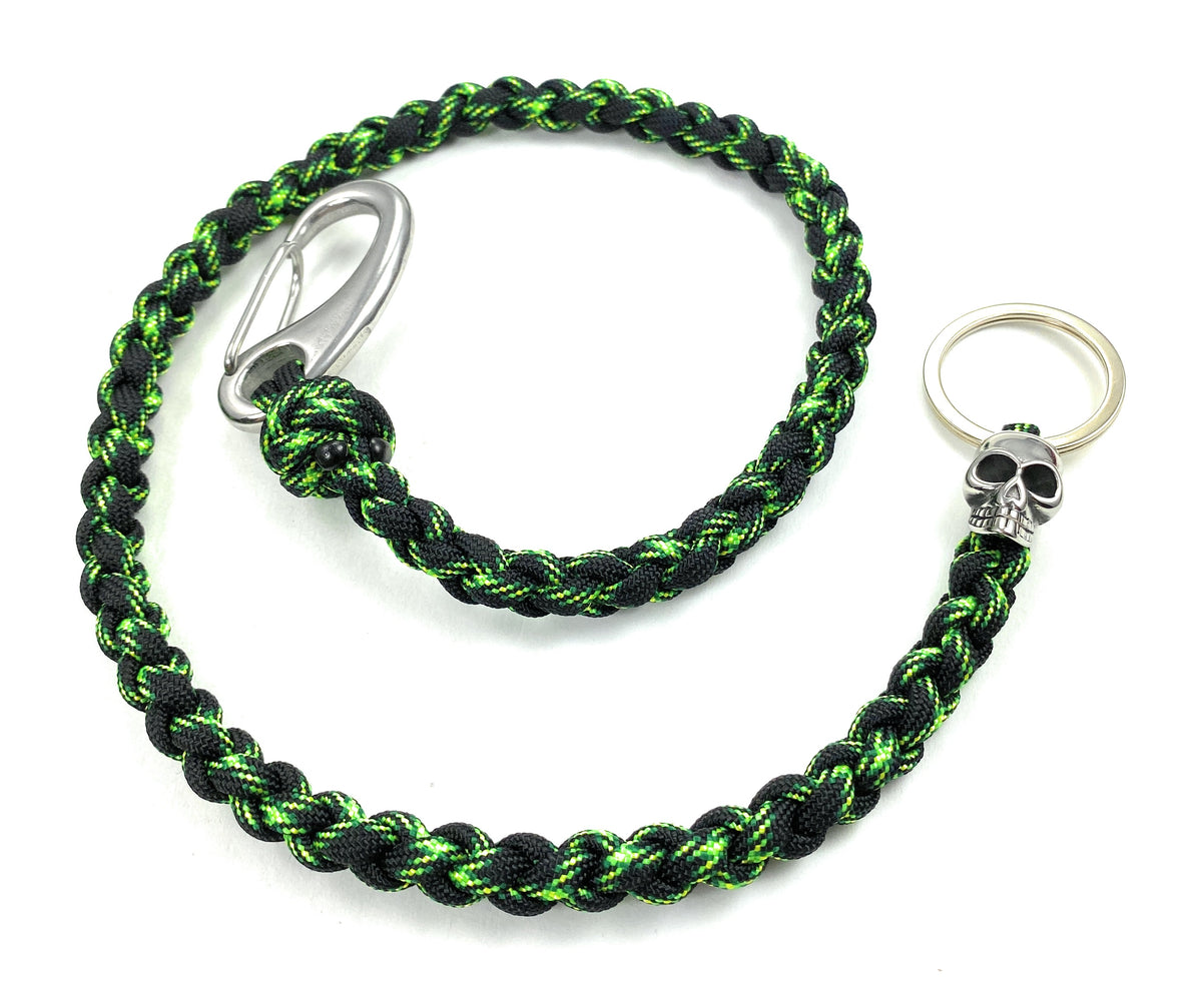 Paracord Portemonnaie Kette - Schlüsselband mit Edelstahl Totenkopf und Karabiner – Decay