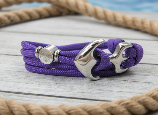 Maritimes Surfer Edelstahl Anker Armband-US Paracord III-Verstellbar-Unisex-Frauen, u. Männer Armband-Geschenk-Deep Purple