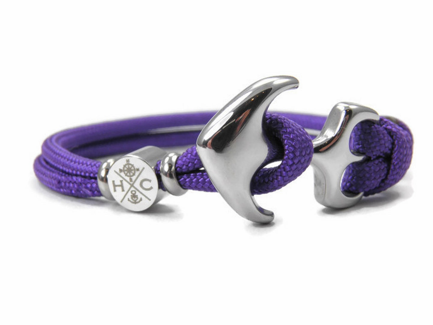 Maritimes Surfer Edelstahl Anker Armband-US Paracord III-Verstellbar-Unisex-Frauen, u. Männer Armband-Geschenk-Deep Purple