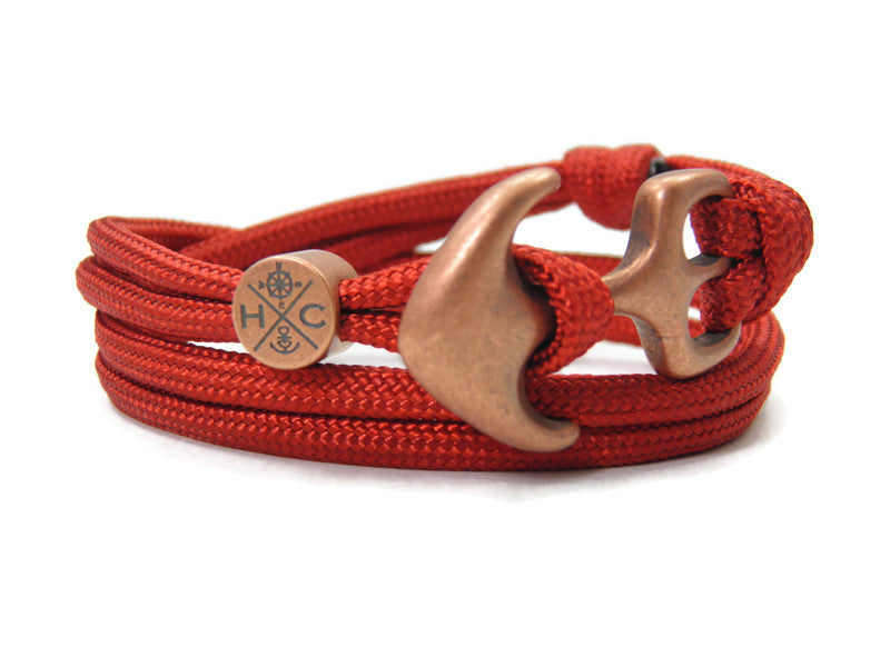Maritimes Surfer Edelstahl Anker Armband-US Paracord III-Verstellbar-Unisex-Frauen, u. Männer Armband-Geschenk-Deep Red