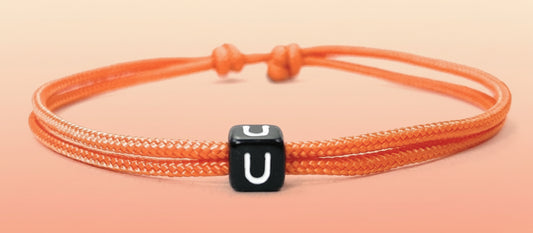 Freundschaftsarmband mit Buchstabe, Surfer Buchstaben Armband, Verstellbar, Fox Orange