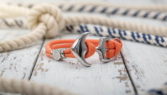 Maritimes Surfer Edelstahl Anker Armband-US Paracord III-Verstellbar-Unisex-Frauen, u. Männer Armband-Geschenk-Fox Orange