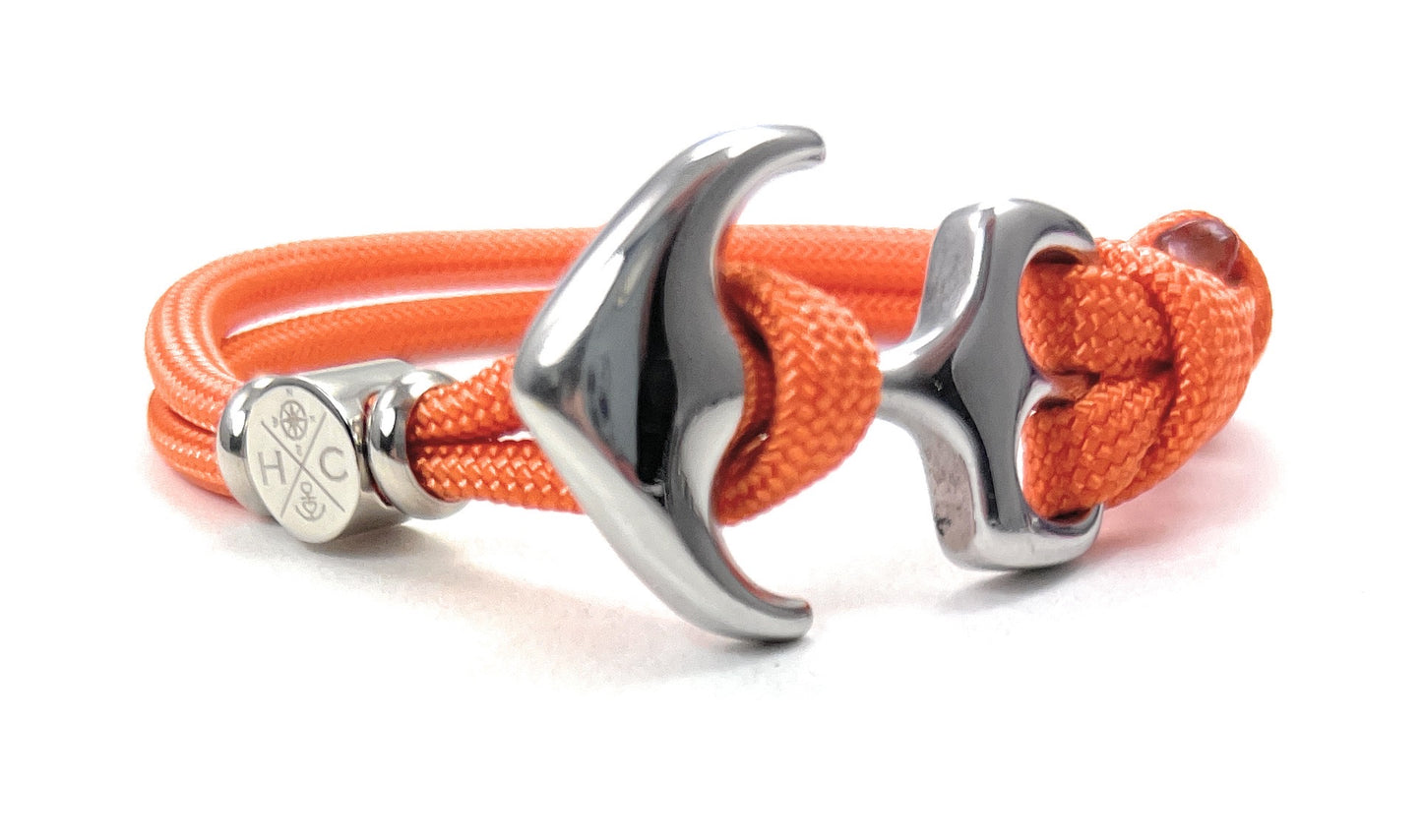 Maritimes Surfer Edelstahl Anker Armband-US Paracord III-Verstellbar-Unisex-Frauen, u. Männer Armband-Geschenk-Fox Orange