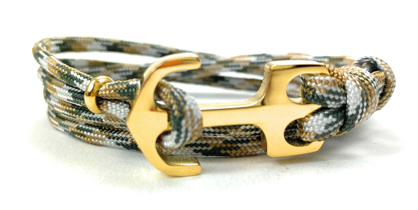 Maritimes Surfer Edelstahl Anker Armband-US Paracord III-Verstellbar-Unisex-Frauen, u. Männer Armband-Geschenk-Front Rage Camo