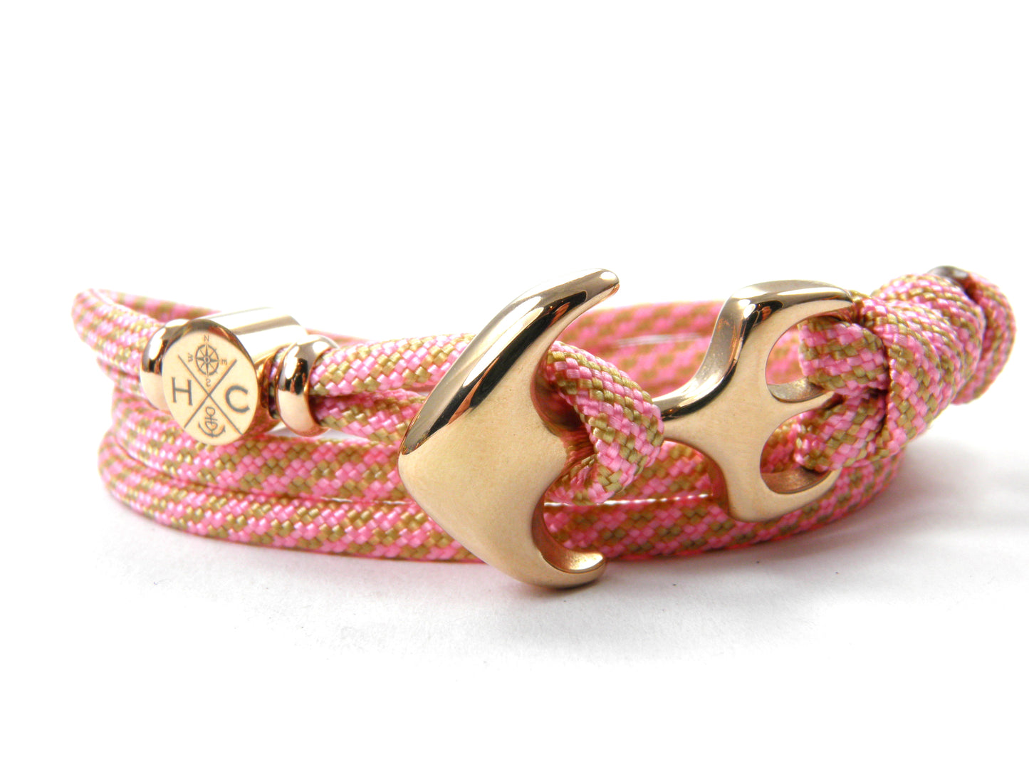 Maritimes Surfer Edelstahl Anker Armband-US Paracord III-Verstellbar-Unisex-Frauen, u. Männer Armband-Geschenk-Gold & Rose Spiral