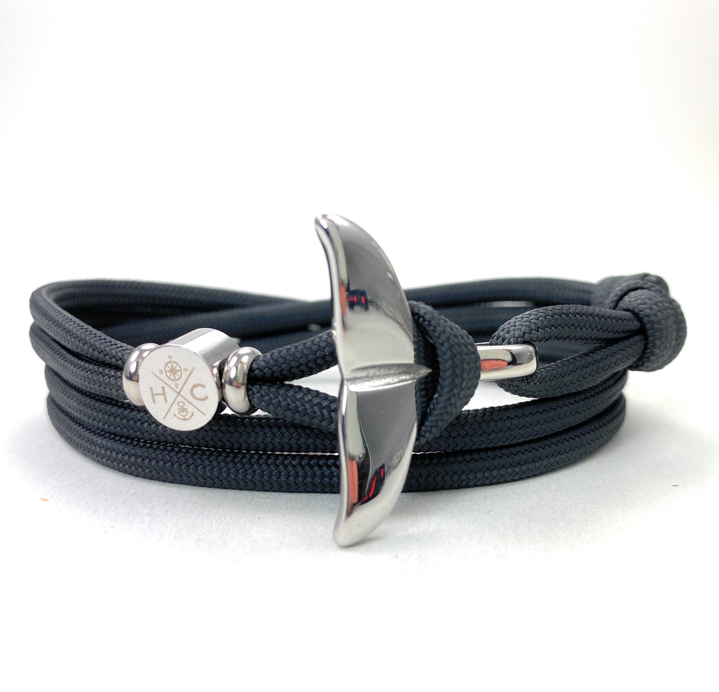Schickes-Surfer Edelstahl Walflossen Armband -Paracord Typ III-Verstellbar-Schwarz (Kopie)