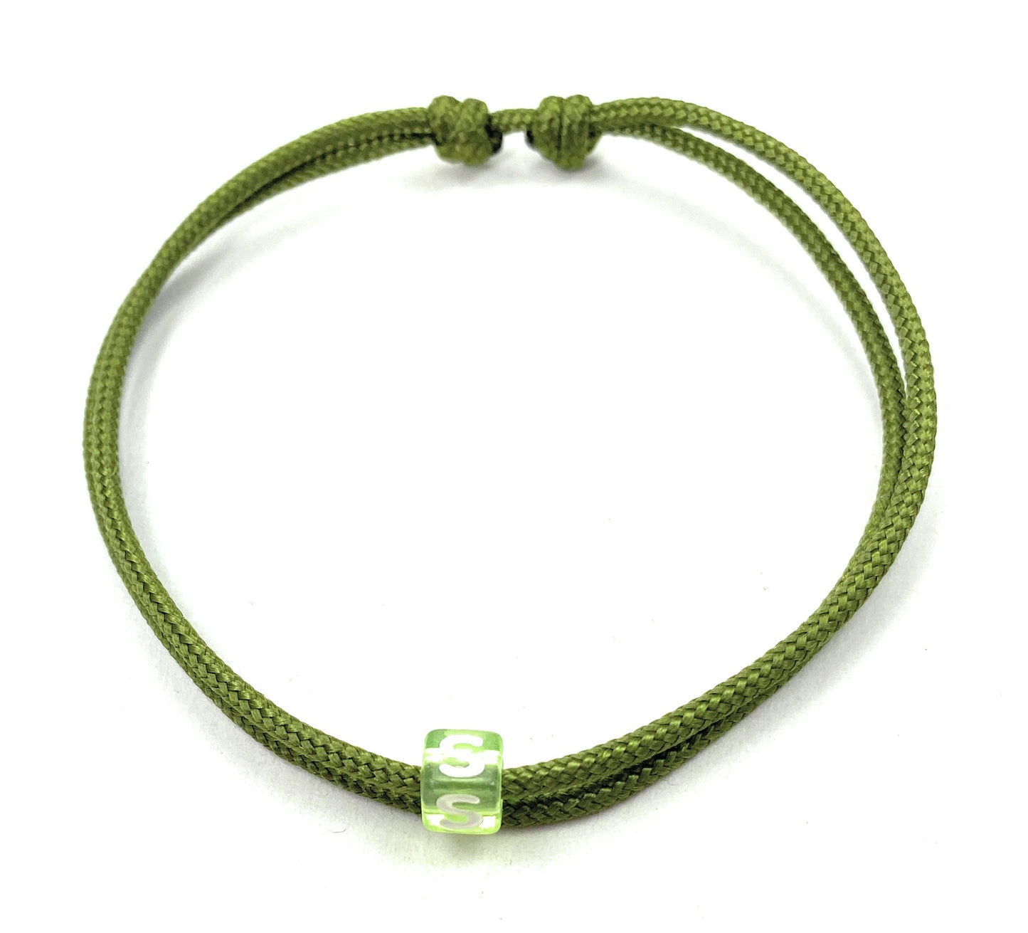 Freundschaftsarmband mit Buchstabe, Surfer Buchstaben Armband, Verstellbar, Green Pepper