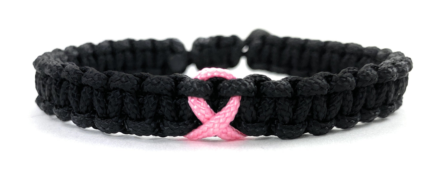 Paracord Armband Verstellbar-Brustkrebs Bewusstsein-Rosa Schleife-Ribbon-Breast Cancer Awareness Armband-verschiedene Farben