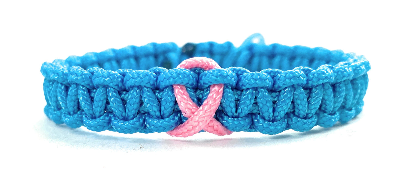 Paracord Armband Verstellbar-Brustkrebs Bewusstsein-Rosa Schleife-Ribbon-Breast Cancer Awareness Armband-verschiedene Farben