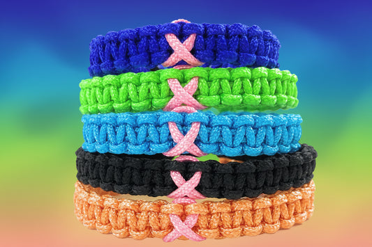 Paracord Armband Verstellbar-Brustkrebs Bewusstsein-Rosa Schleife-Ribbon-Breast Cancer Awareness Armband-verschiedene Farben