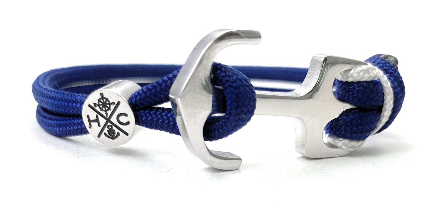 Maritimes Surfer Edelstahl Anker Armband-US Paracord III-Verstellbar-Unisex-Frauen, u. Männer Armband-Geschenk-Midnightblue & Akzentfarbe White