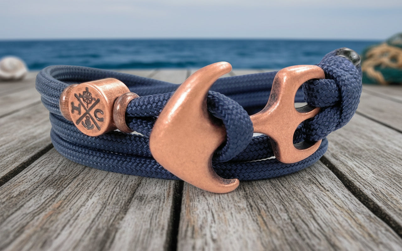 Maritimes Surfer Edelstahl Anker Armband-US Paracord III-Verstellbar-Unisex-Frauen, u. Männer Armband-Geschenk-Midnightblue