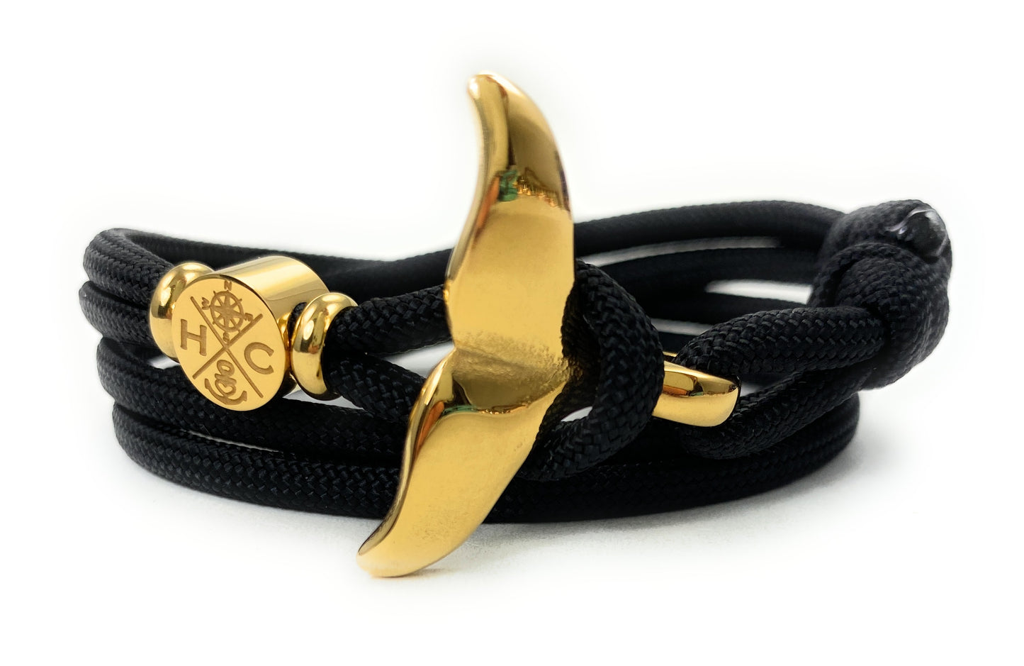 Schickes-Surfer Edelstahl Walflossen Armband -Paracord Typ III-Verstellbar-Schwarz (Kopie)