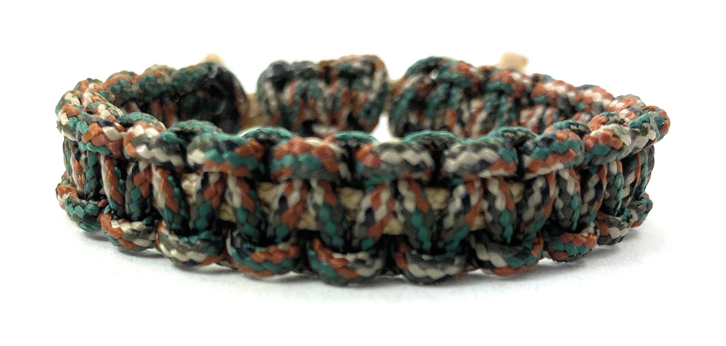 Paracord Armband Verstellbar-Paracord Typ 1 und Typ 2- Woodland Camo 2 & Tan 1