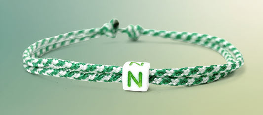 Freundschaftsarmband mit Buchstabe, Surfer Buchstaben Armband, Verstellbar, Kelly Green