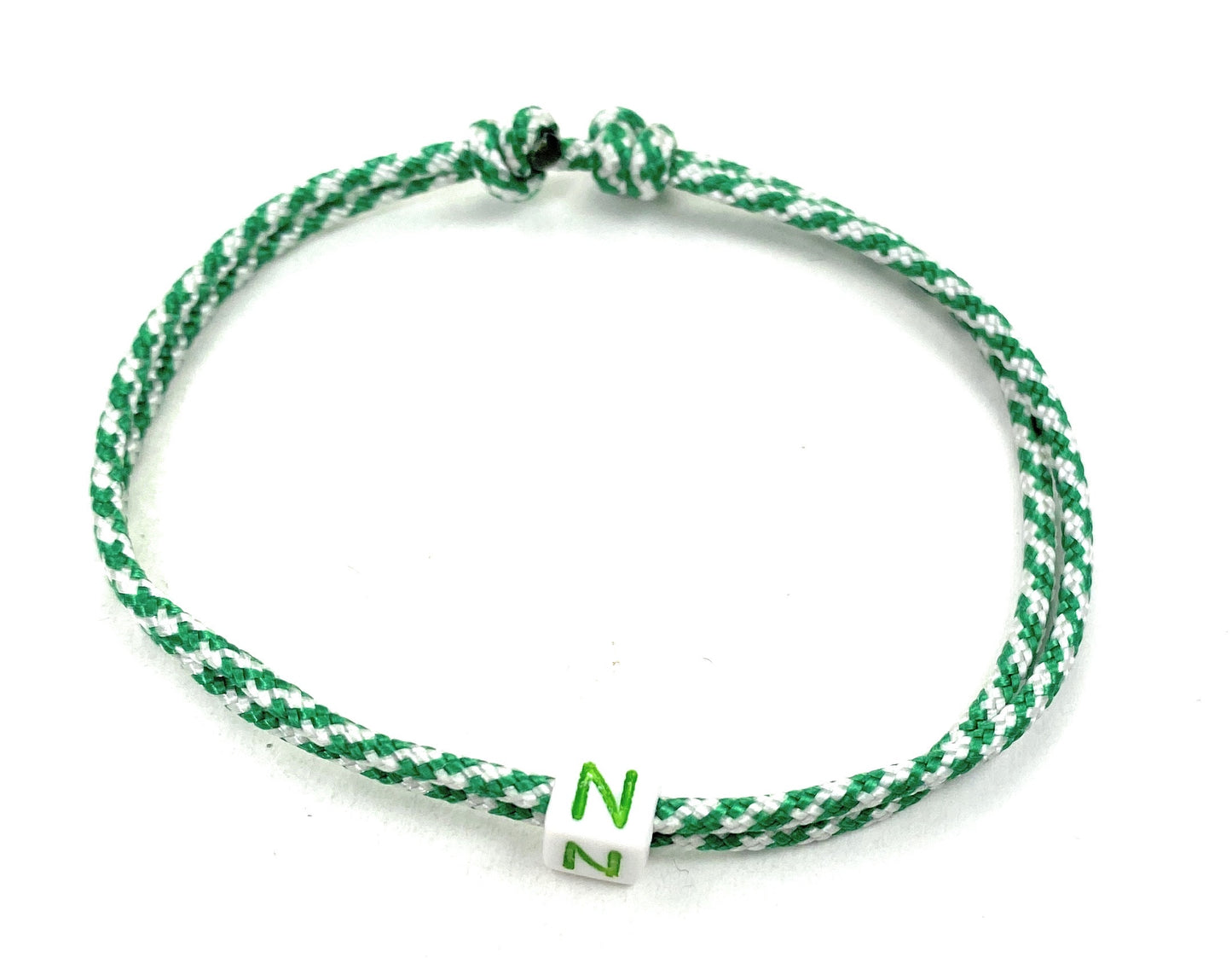 Freundschaftsarmband mit Buchstabe, Surfer Buchstaben Armband, Verstellbar, Kelly Green
