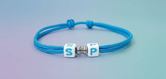 Freundschaftsarmband mit 2 Buchstaben und Edelstahl Bead, Surfer Buchstaben Armband, Verstellbar, Dark Cyan
