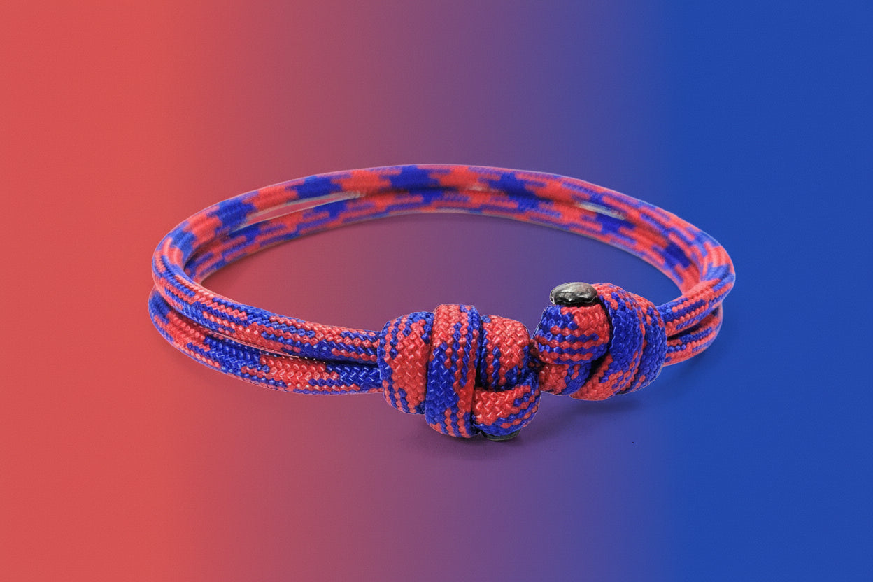 Paracord Surfer Armband-verstellbar-Maritimes Armband-Imperial Red & Electric Blue