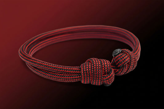 Paracord Surfer Armband-verstellbar-Maritimes Armband-Imperial Red & Black Stripes