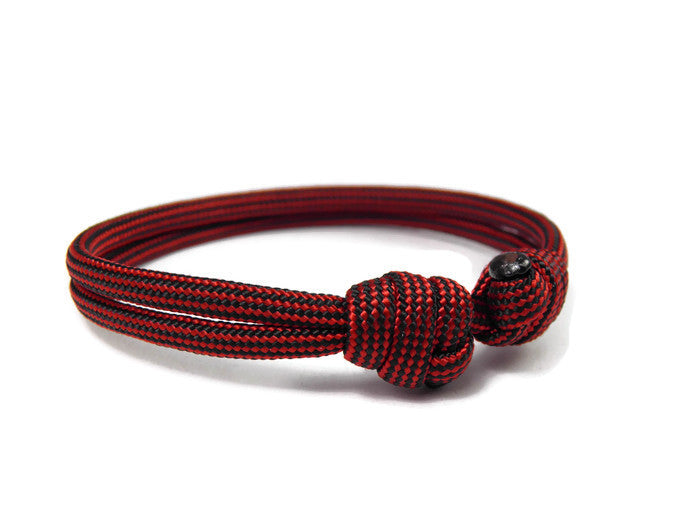 Paracord Surfer Armband-verstellbar-Maritimes Armband-Imperial Red & Black Stripes