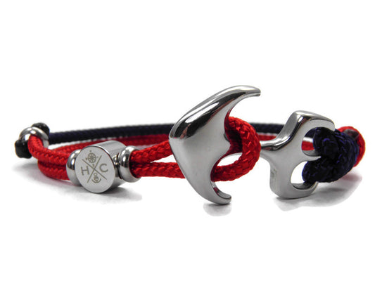 2 farbiges maritimes Surfer Edelstahl Anker Armband-US Paracord II-Verstellbar-Unisex-Frauen, u. Männer-Geschenk-Imperial Red & Midnightblue